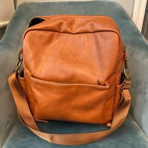 Brown leather diaper bag